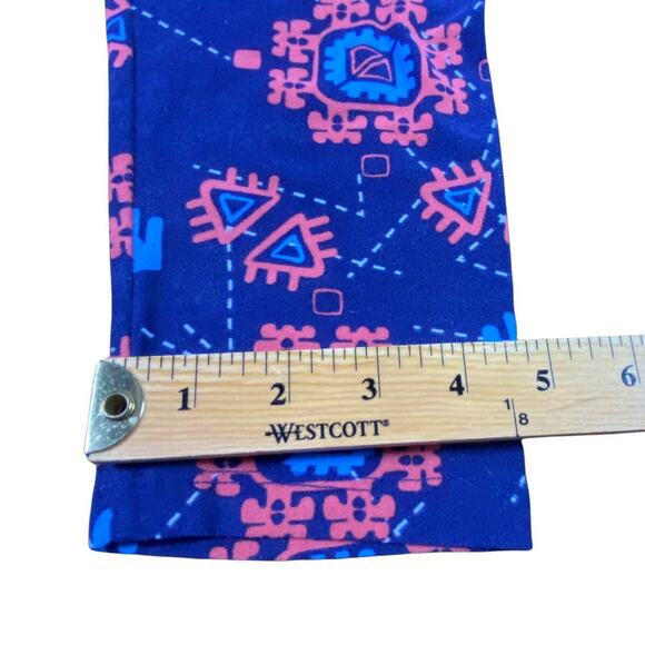 LulaRoe Tall & Curvy Leggings Blue & Pink with Light Blue Geometric Print - Picture 11 of 11